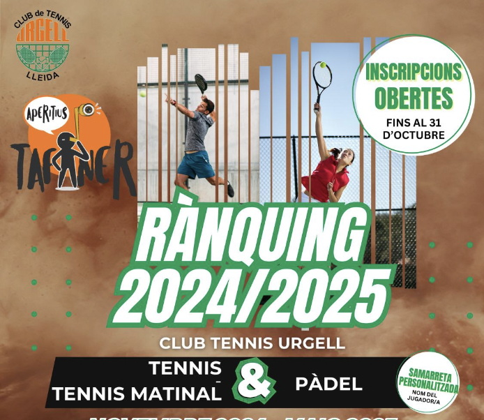 Classificacions inici Rànquings de tennis i pàdel -novembre 2024-